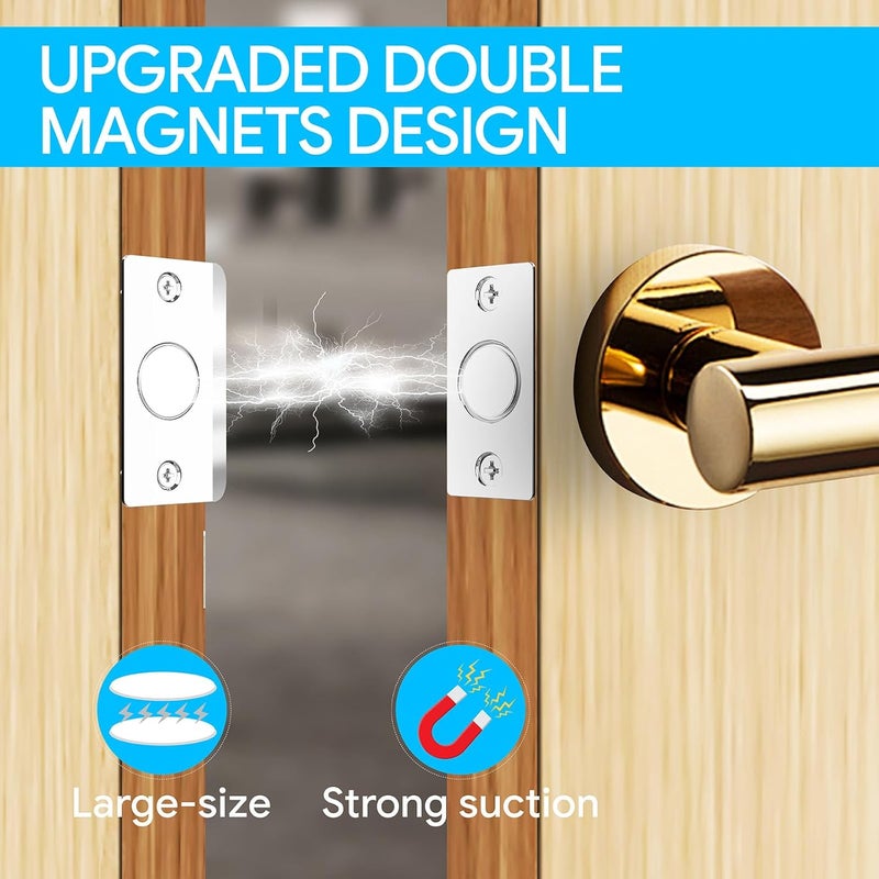 Mousike Door Ball Catch Hardware, Adjustable Hidden Magnetic Ball Catch, Stainless Steel Strike Plate with Strong Suction, Closet Ball Latch Replacement for Top of Door (4 Pack, Silver) - Image 2